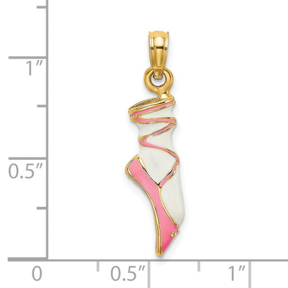 14K Gelbgold 3-D Emaille-Ballettschuh-Charm
