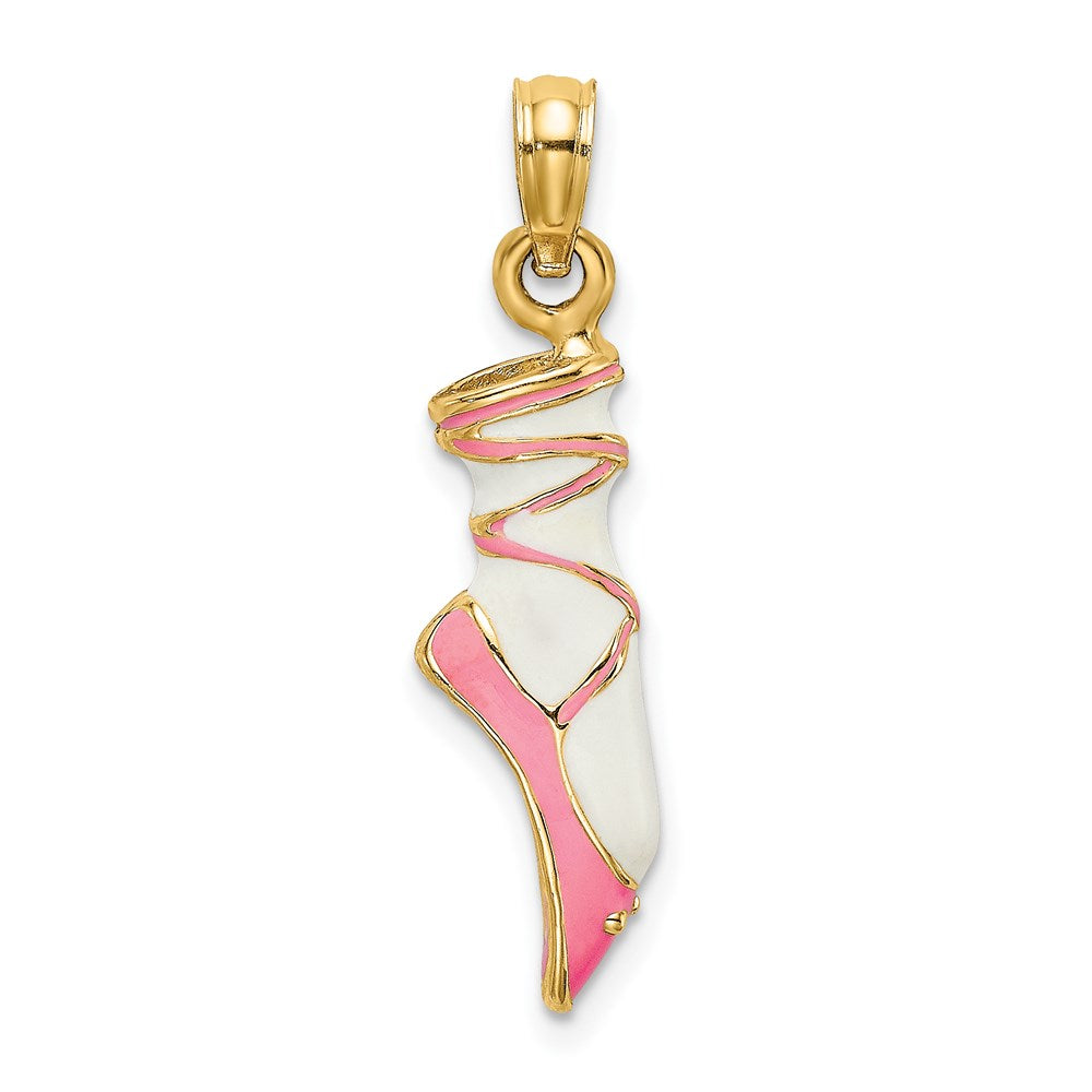 14K Gelbgold 3-D Emaille-Ballettschuh-Charm