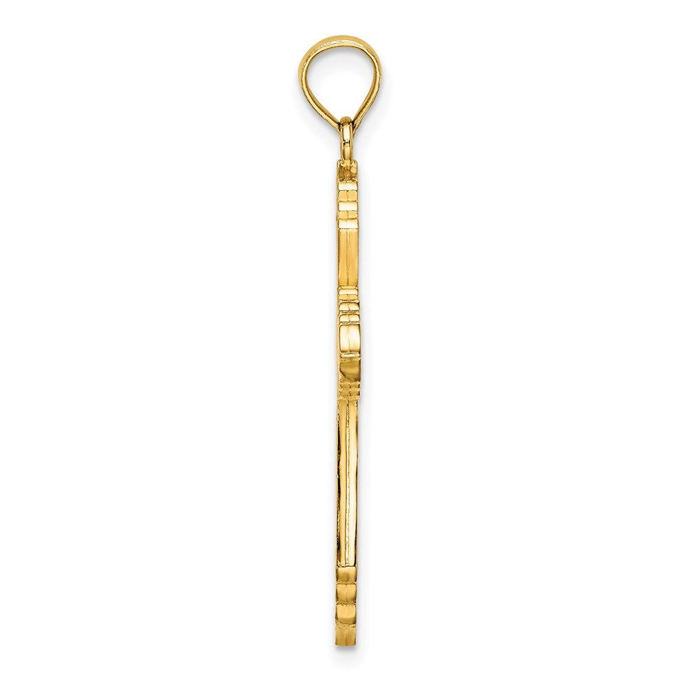 14K Gelbgold 3-D Kreuz-Charm mit rosa und weißer Emaille