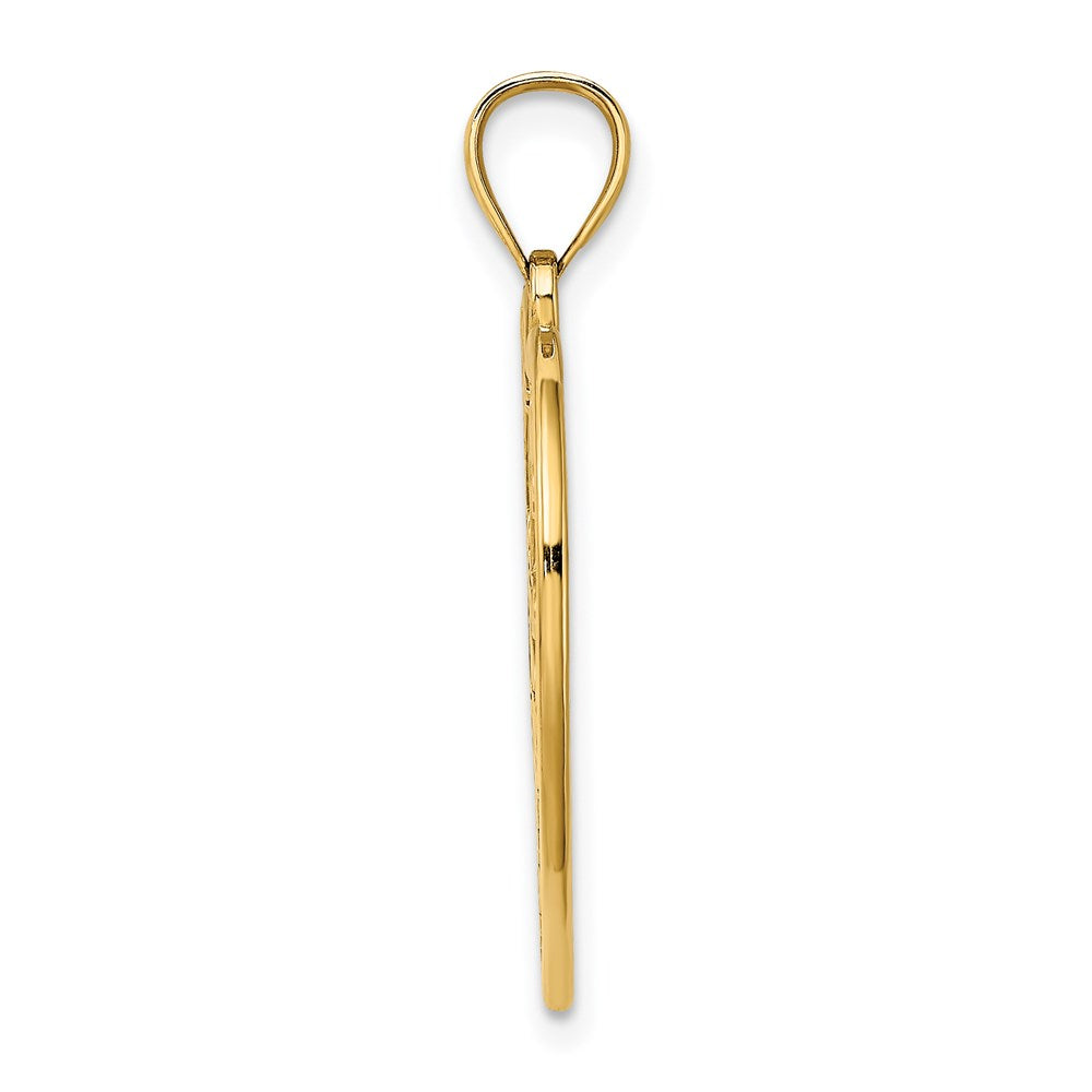 14K Gelbgold Emaille-Libelle und -Blume im Herz-Charm