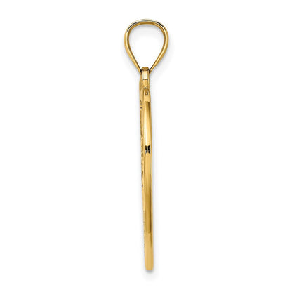 14K Gelbgold Emaille-Libelle und -Blume im Herz-Charm