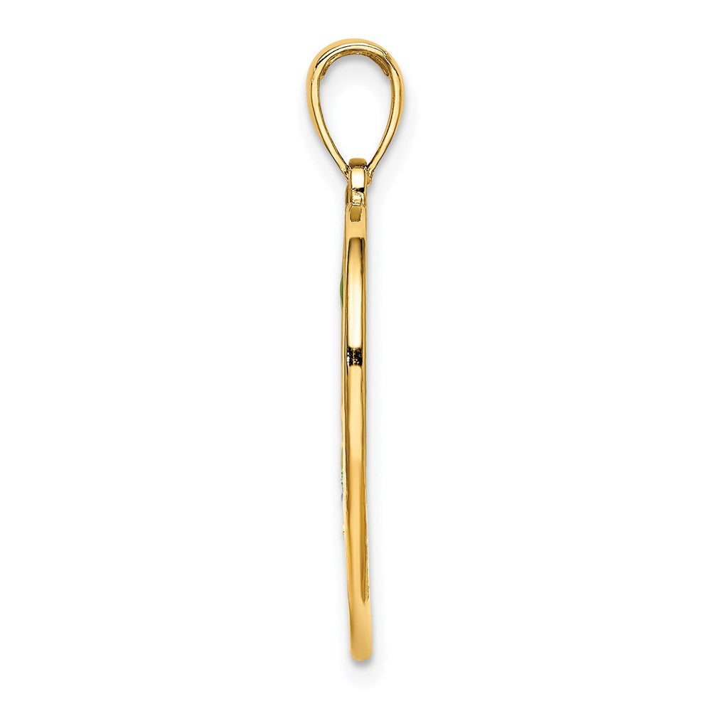 14K Gelbgold Emaille-Delfine-im-Herz Charm** Alternative, natürlicher formuliert: **14K Gelbgold Charm „Delfine im Herz“ mit Emaille