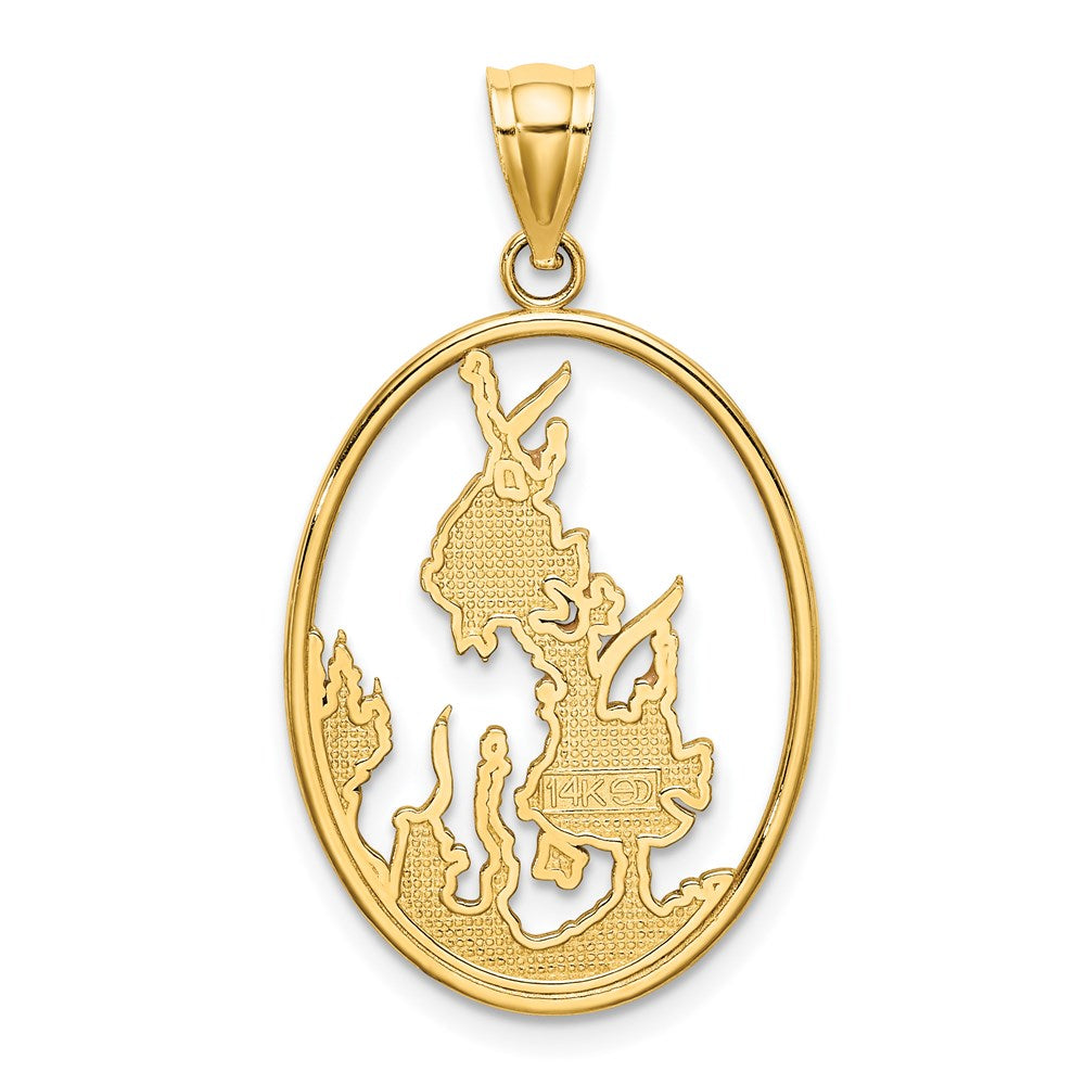 14K Gelbgold Charm Engelfisch in Unterwasserszene mit Emaille