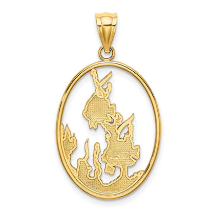 14K Gelbgold Charm Engelfisch in Unterwasserszene mit Emaille