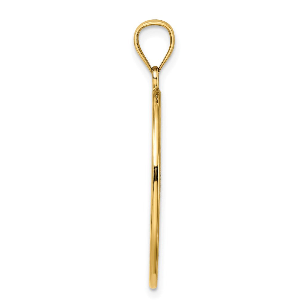 14K Gelbgold Emaille-Charm Weißer Schmetterling im Oval mit Orangenblüten