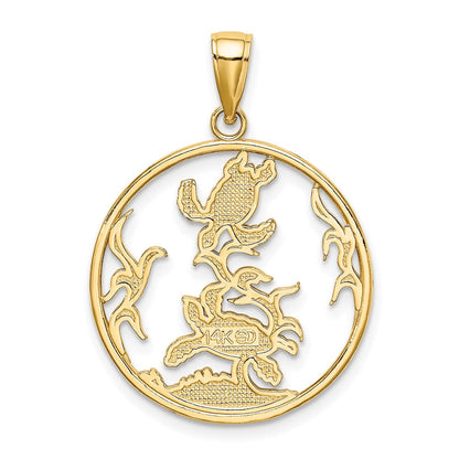 14K Gelbgold Charm mit Meeresschildkröten in Emaille im Kreis
