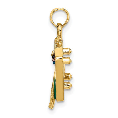 14K Gelbgold Charm „3-D Billardtisch" mit grüner Emaille
