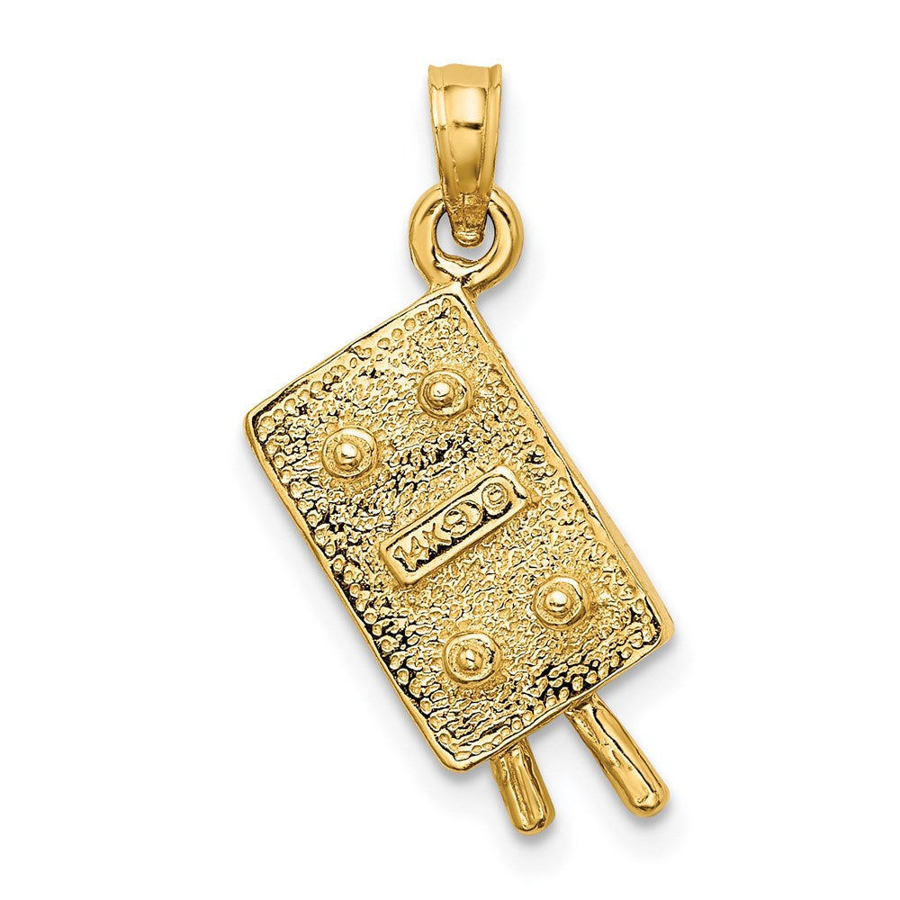 14K Gelbgold Charm „3-D Billardtisch" mit grüner Emaille