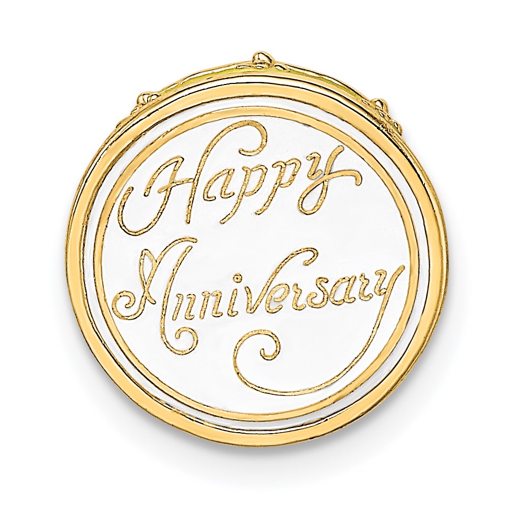 14K Gelbgold 3-D "HAPPY ANNIVERSARY" Torte mit gelber Zuckerglasur Charm