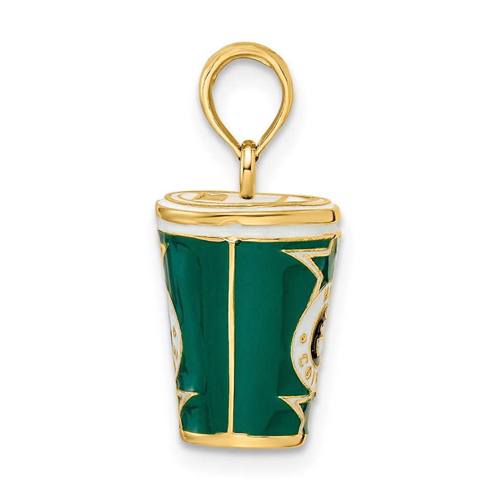 14K Gelbgold 3-D-emaillierter Kaffeetassen-Charm