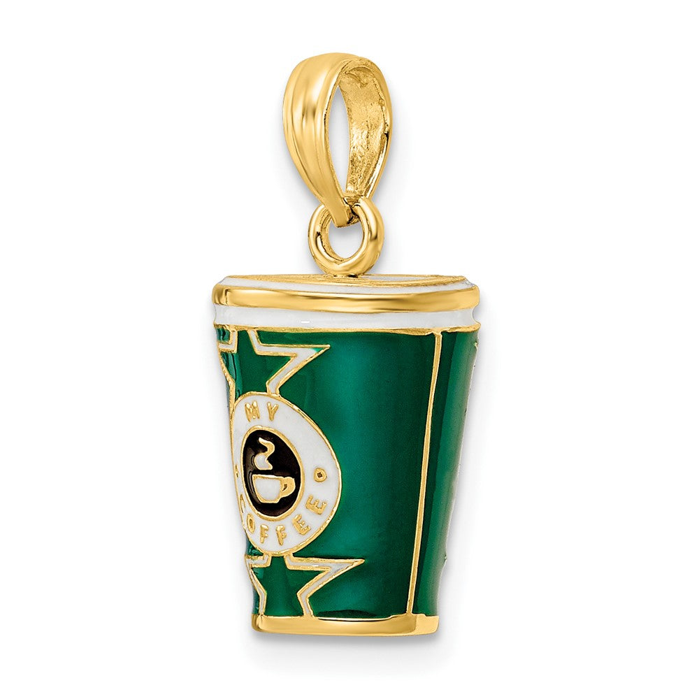 14K Gelbgold 3-D-emaillierter Kaffeetassen-Charm