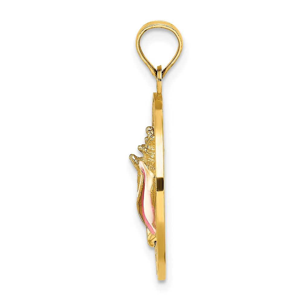 14 Karat Gelbgold HILTON HEAD ISLAND Emaille-Muschel-Kreis-Charm