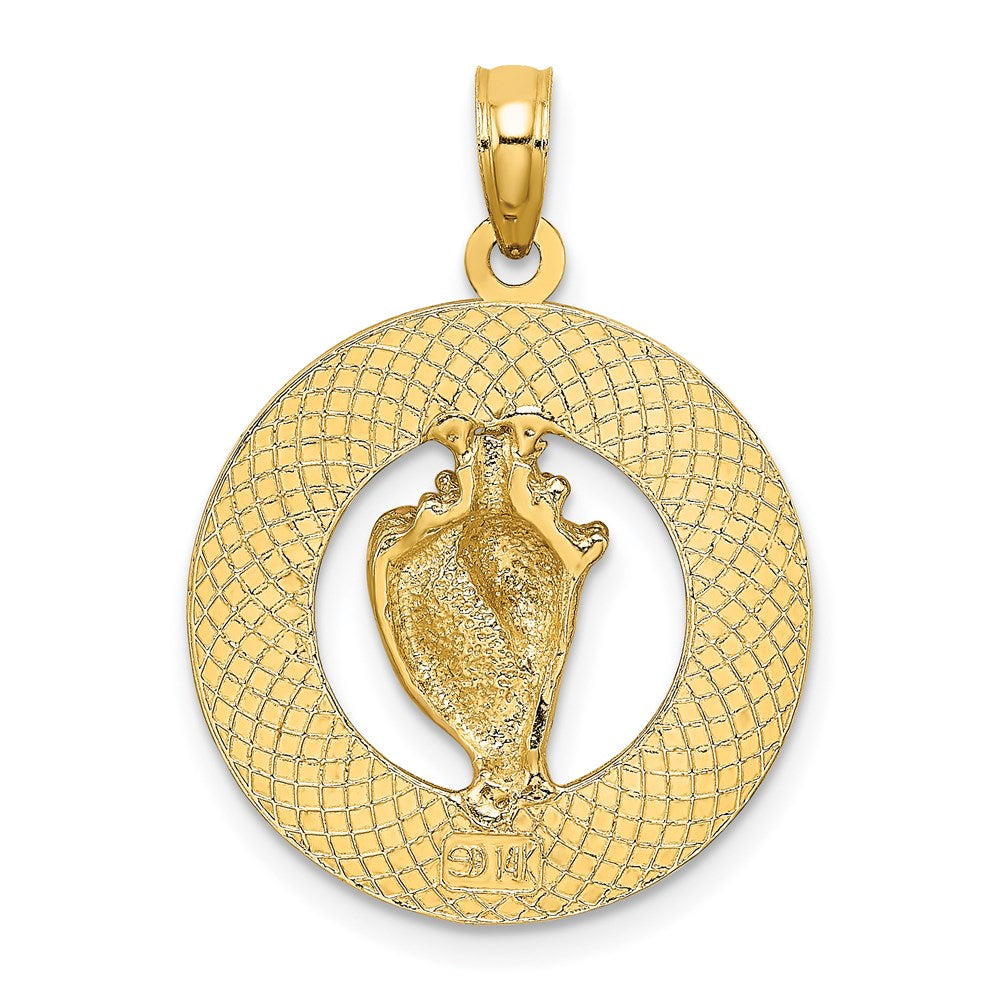 14 Karat Gelbgold HILTON HEAD ISLAND Emaille-Muschel-Kreis-Charm
