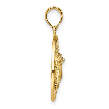 14K Gelbgold emaillierter „VIRGINIA BEACH“-Kreis-Charm mit Muschel