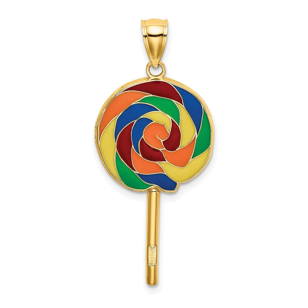 14K Gelbgold Lollipop-Charm mit mehrfarbiger Emaille, 3-D