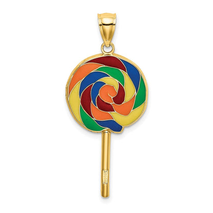 14K Gelbgold Lollipop-Charm mit mehrfarbiger Emaille, 3-D