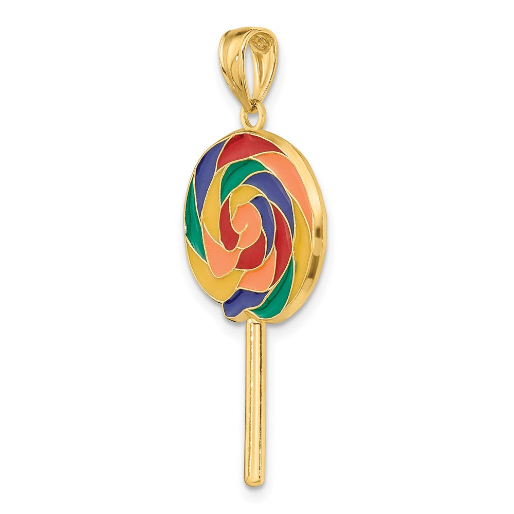 14K Gelbgold Lollipop-Charm mit mehrfarbiger Emaille, 3-D
