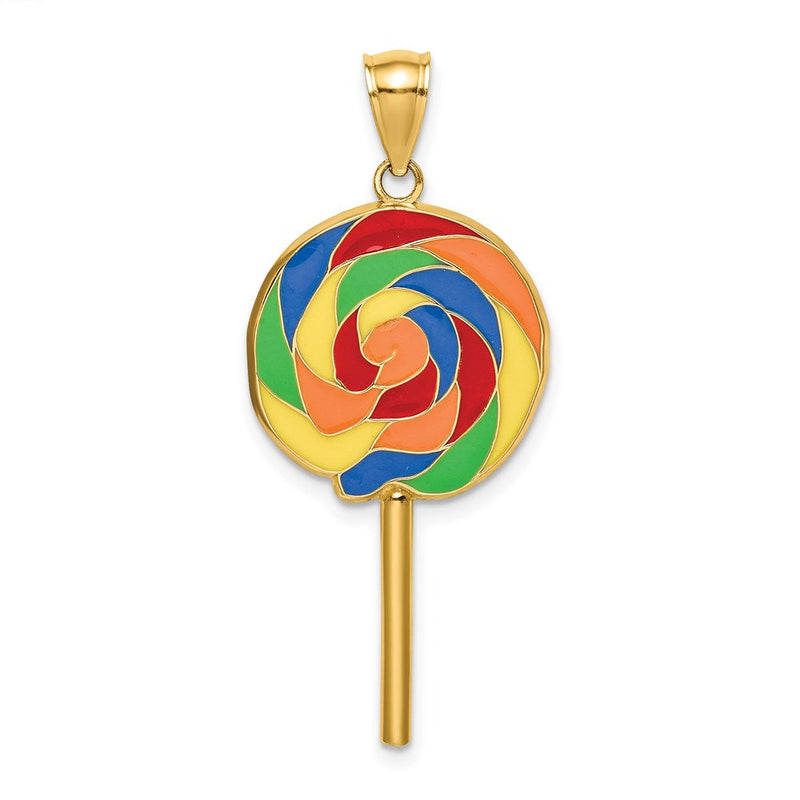 14K Gelbgold Lollipop-Charm mit mehrfarbiger Emaille, 3-D