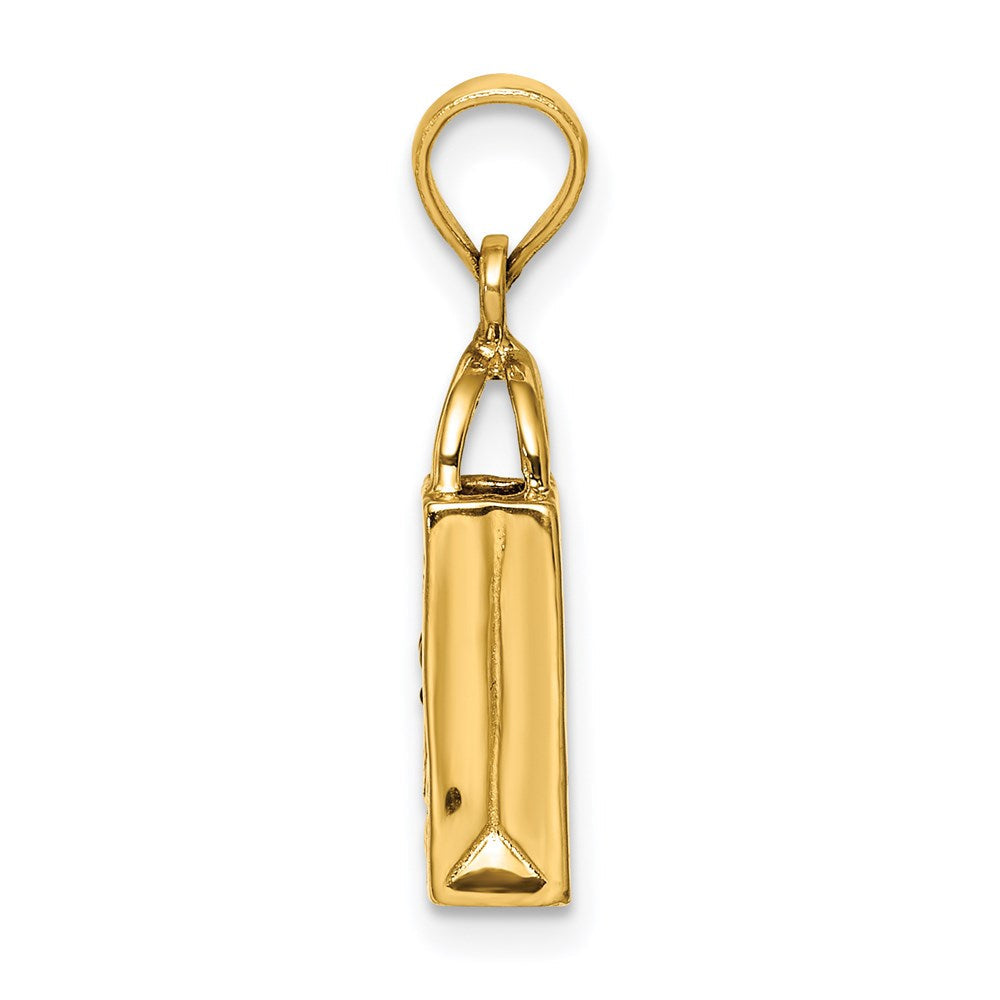 14 Karat Gelbgold 3-D emaillierter Kürbis-Süßes-oder-Saures-Beutel-Charm