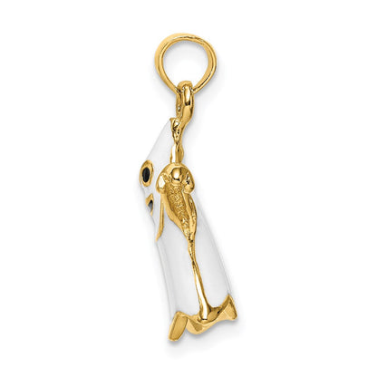 14K Gelbgold 3D-emaillierter Geister-Charm