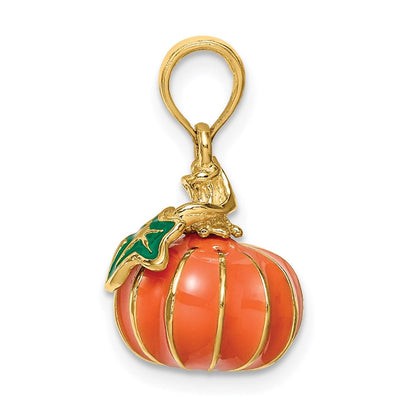 14K Gelbgold 3-D emaillierter Kürzbis-Charm** Korrigiert: **14K Gelbgold 3-D emaillierter Kürbis-Charm