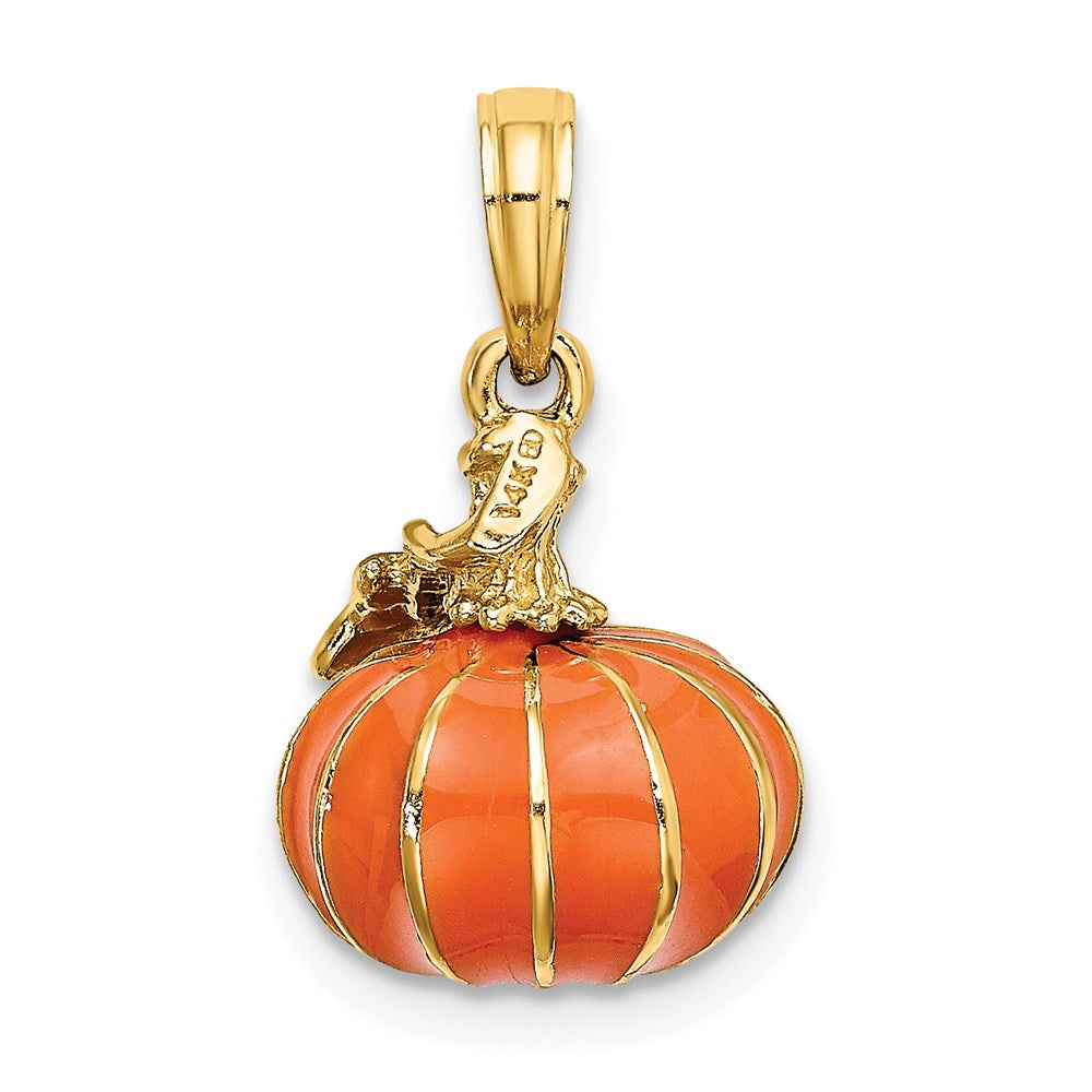 14K Gelbgold 3-D emaillierter Kürzbis-Charm** Korrigiert: **14K Gelbgold 3-D emaillierter Kürbis-Charm