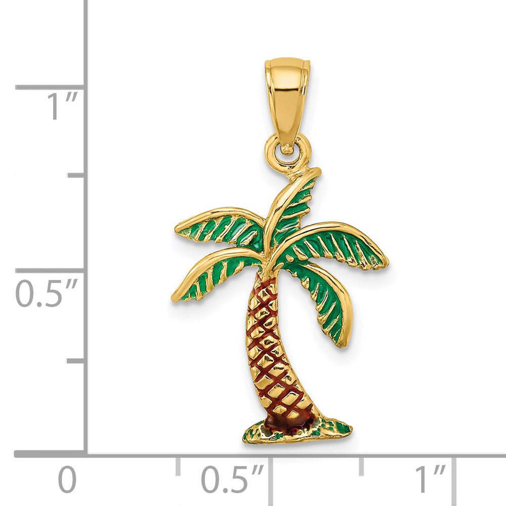 14K Gelbgold Emaille-Palmenbaum-Charm
