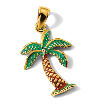 14K Gelbgold Emaille-Palmenbaum-Charm