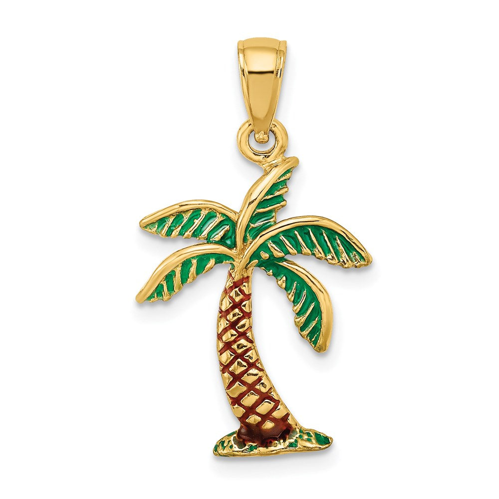 14K Gelbgold Emaille-Palmenbaum-Charm
