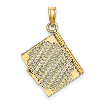 14K Gelbgold emaillierter 3D beweglicher „MY LOVE STORY“ Buch-Anhänger