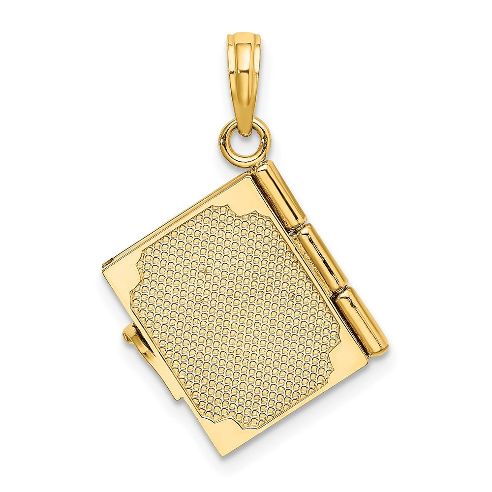 14K Gelbgold emaillierter 3D beweglicher „MY LOVE STORY“-Buch-Anhänger