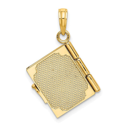 14K Gelbgold emaillierter 3D beweglicher „MY LOVE STORY“-Buch-Anhänger