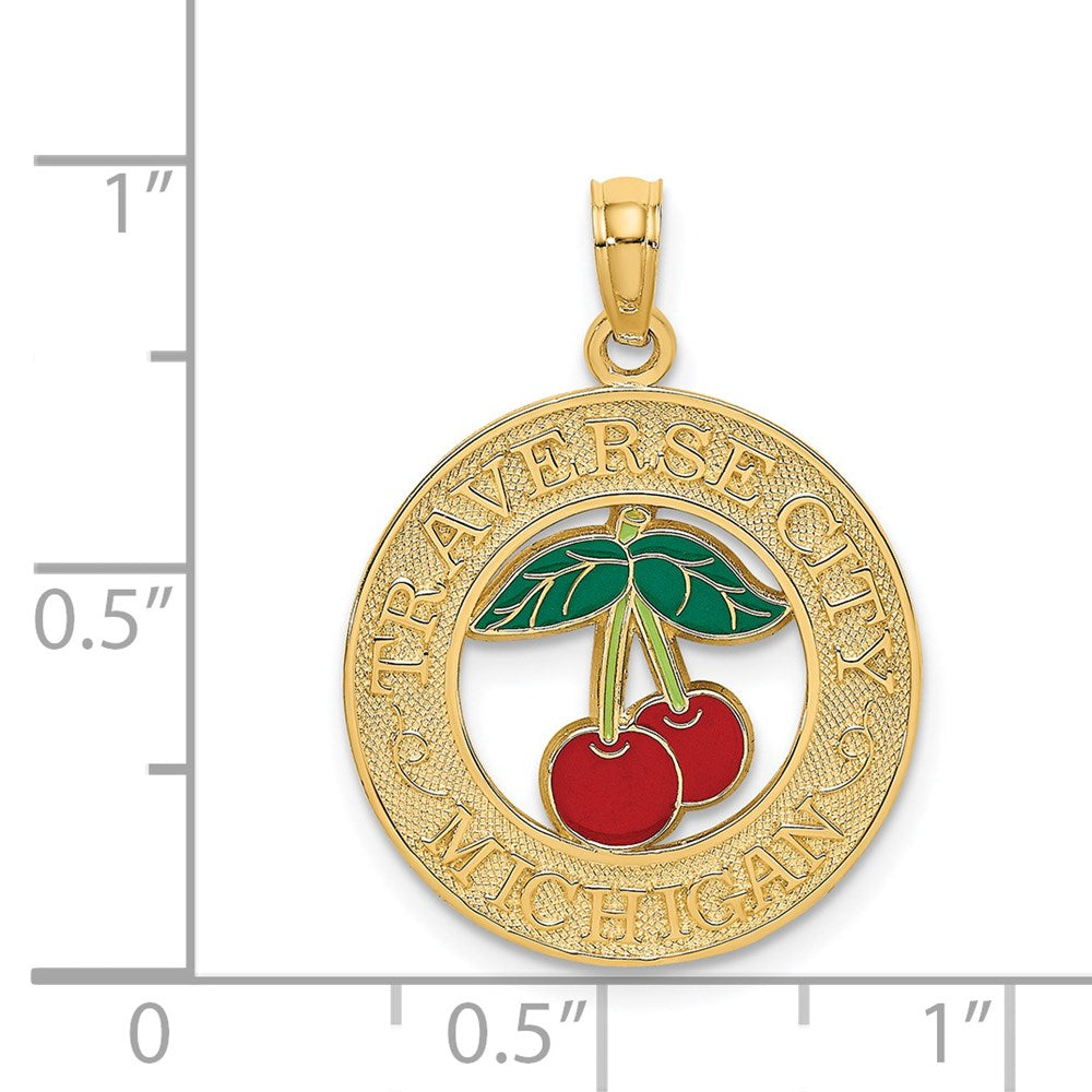 14K Gelbgold TRAVERSE CITY MI Emaille-Kirsche-Charm