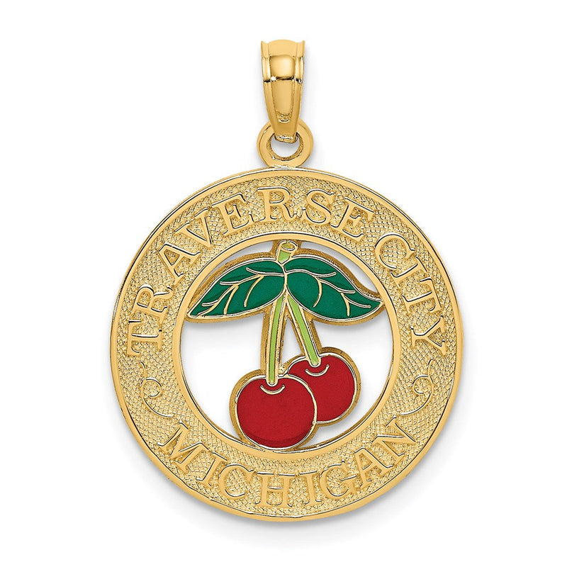 14K Gelbgold TRAVERSE CITY MI Emaille-Kirsche-Charm