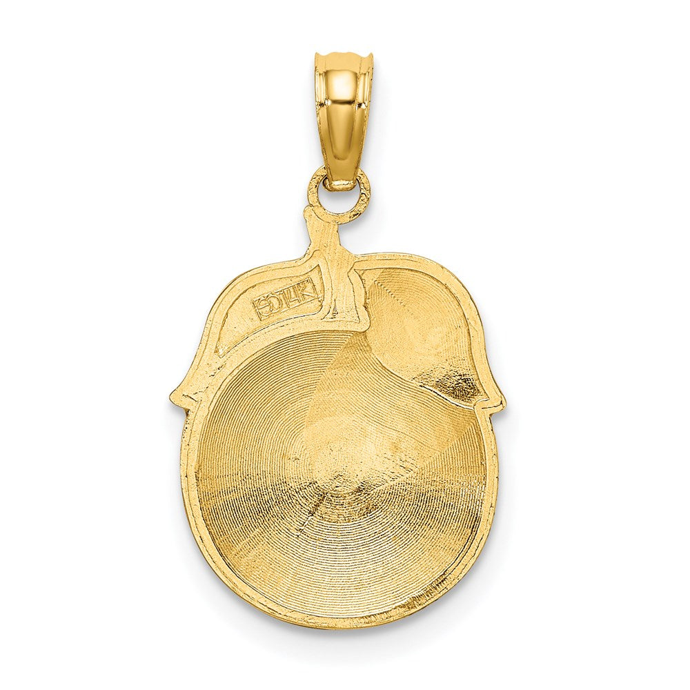 14K Gelbgold Emaille-Charm „Orange mit Stiel und Blatt