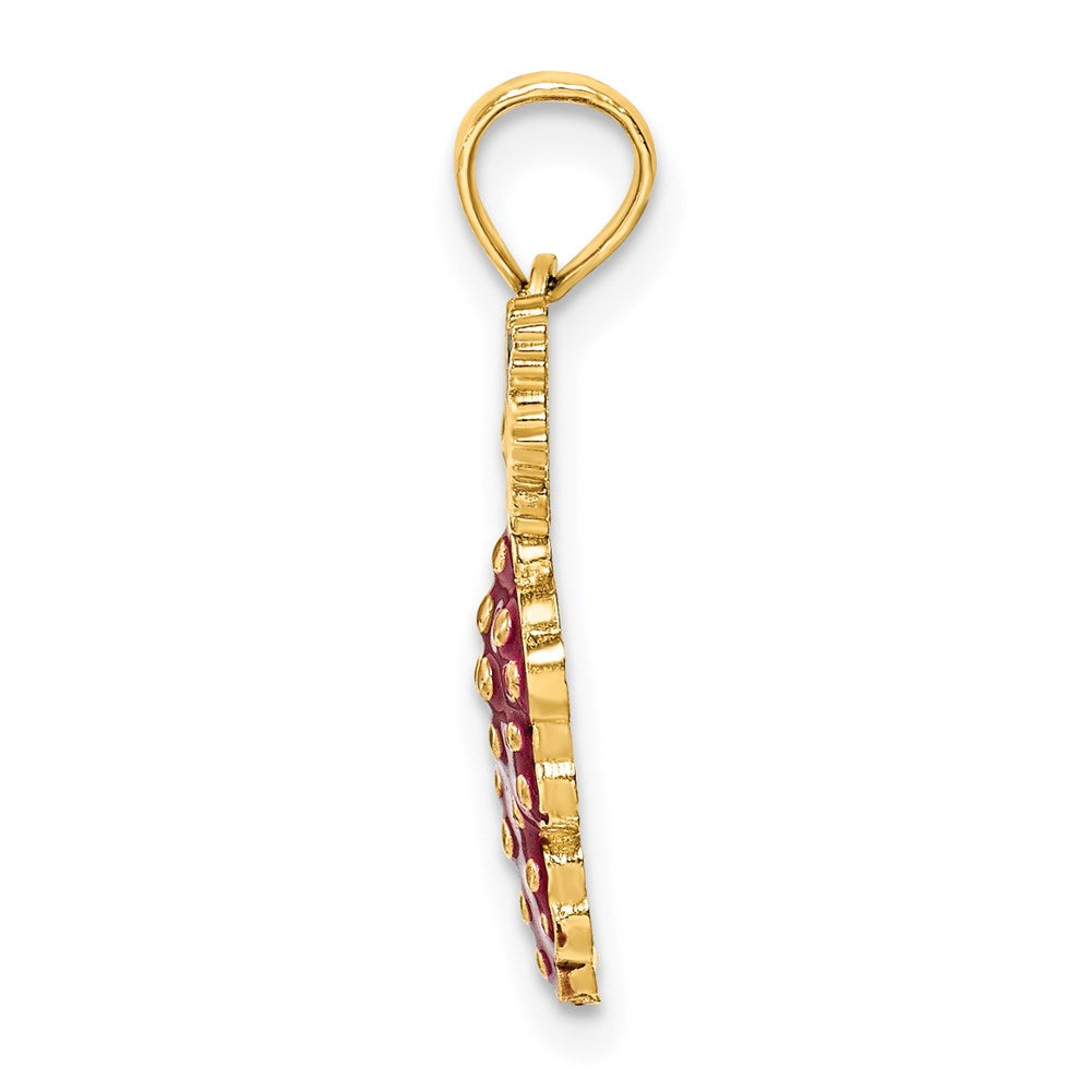 14K Gelbgold Charm mit Emaille-Trauben, Stiel und Blatt