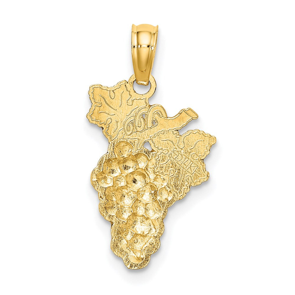 14K Gelbgold Charm mit Emaille-Trauben, Stiel und Blatt