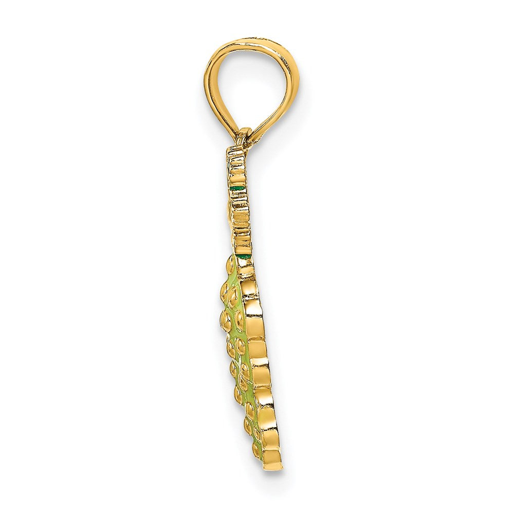 14K Gelbgold-Charm mit Emaille-Trauben mit Stiel und Blatt