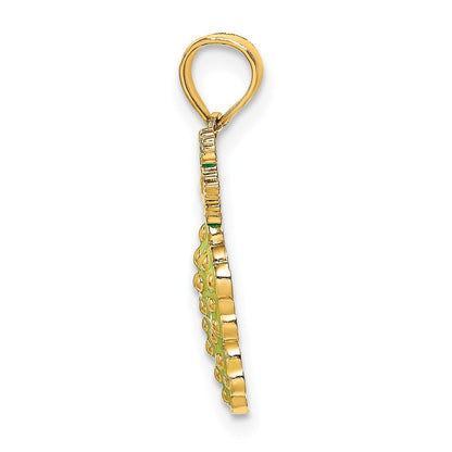 14K Gelbgold-Charm mit Emaille-Trauben mit Stiel und Blatt