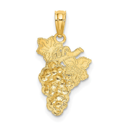 14K Gelbgold-Charm mit Emaille-Trauben mit Stiel und Blatt