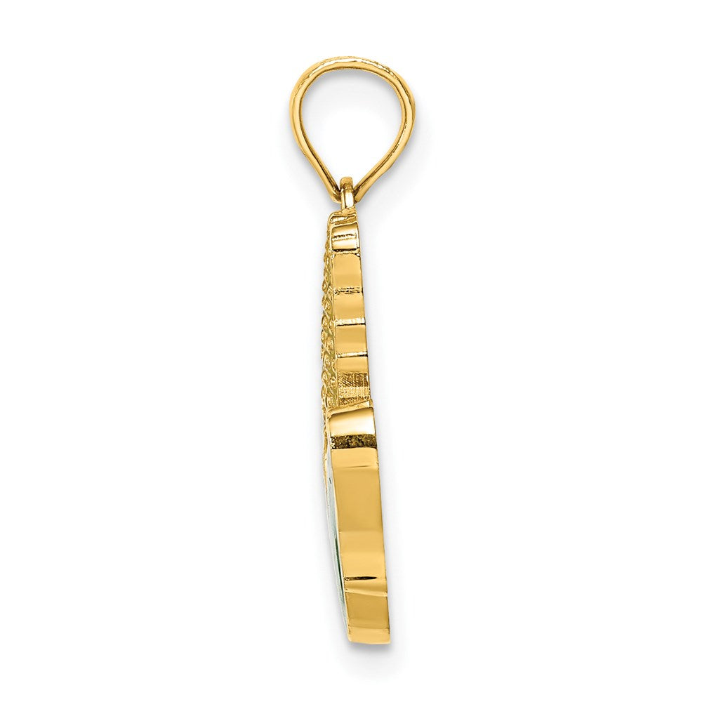 14K Gelbgold Emaille-Maiskolben-Charm mit geschälter Hülle