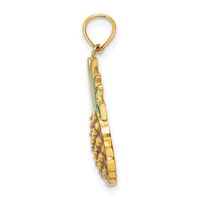 14K Gelbgold mit Emaille 2-d Pineapple Charm