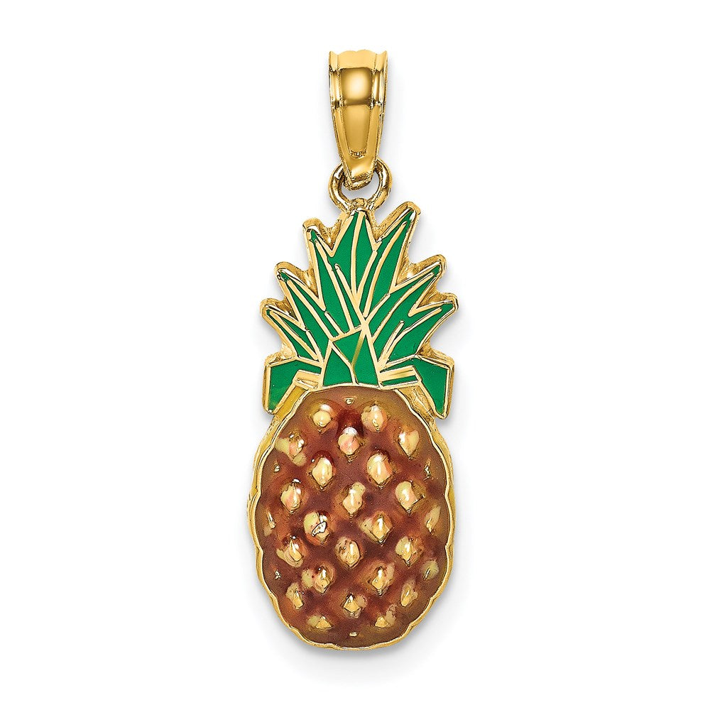 14K Gelbgold mit Emaille 2-d Pineapple Charm