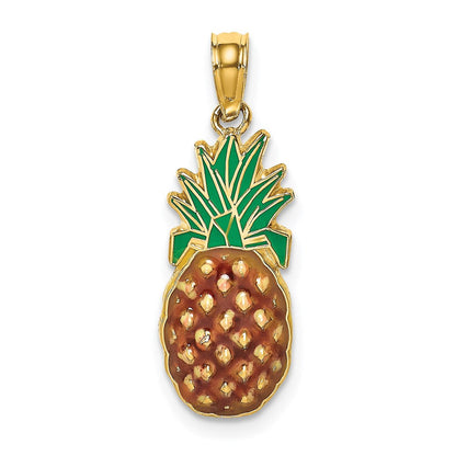 14K Gelbgold mit Emaille 2-d Pineapple Charm
