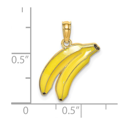 14K Gelbgold mit Emaille 2-d Bananas Charm