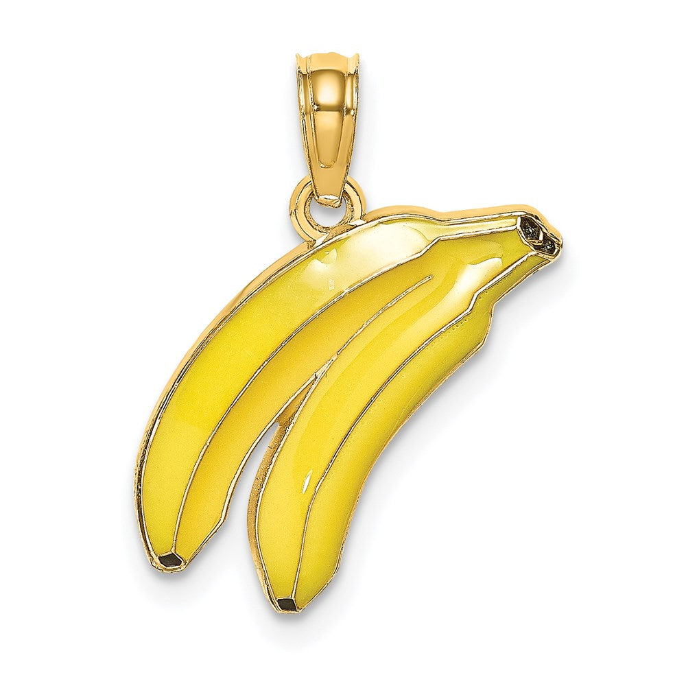 14K Gelbgold mit Emaille 2-d Bananas Charm