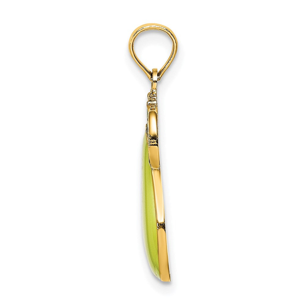 14K Gelbgold mit Emaille Tropfen mit Stem und Blatt Charm