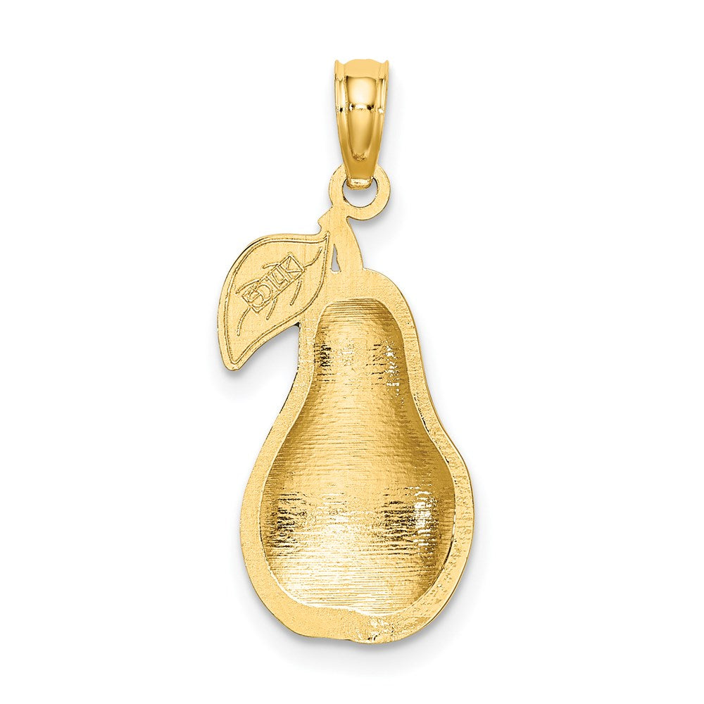 14K Gelbgold mit Emaille Tropfen mit Stem und Blatt Charm