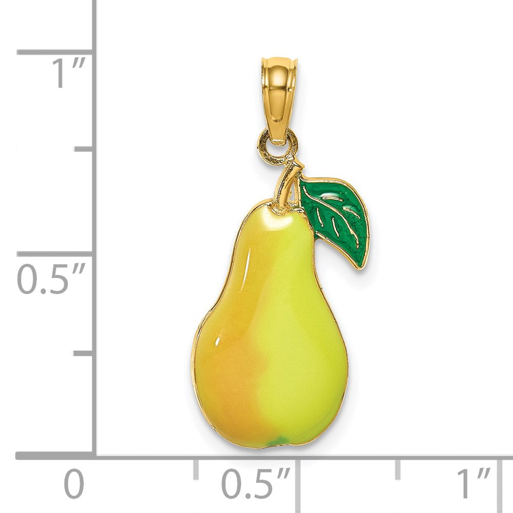14K Gelbgold mit Emaille Tropfen mit Stem und Blatt Charm