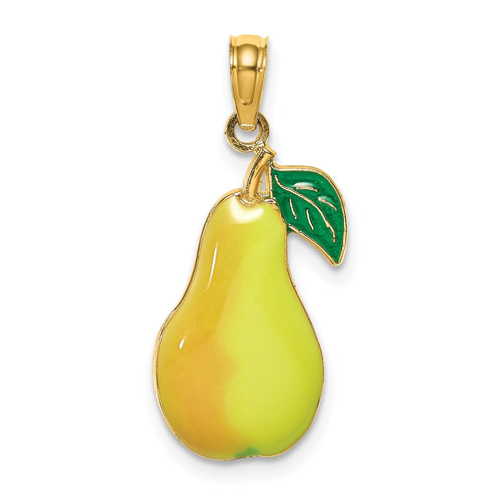 14K Gelbgold mit Emaille Tropfen mit Stem und Blatt Charm
